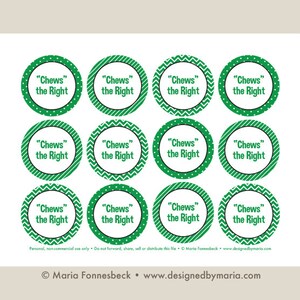 Chews the Right CTR Favor Tag Printable: LDS Primary or LDS Baptism 2.25 inch circle tags -- Decoration for Goodie Bags or Bubble Gum