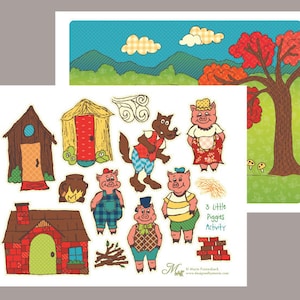 3 Little Pigs Story Printables: File Folder Game or Preschool Activity for Homeschool - Instant Digital PDF Download image 2