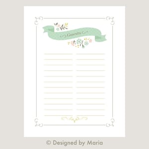 Guest Page Printable -- Guests sign-in for baptisms, LDS baptisms, christening, wedding, baby blessing, special events - DIY guest book