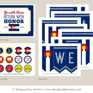 Colorado LDS Mission Farewell Party Printable Set: Missionary Party Kit Downloads - Fahnenbanner, Dekorationen, Schild, Cupcake Toppers