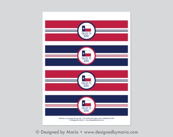 LDS Texas Missionary Water Bottle Wraps Printable: Mission Homecoming or Farewell Wrappers with Flag Design - Called to Serve Labels