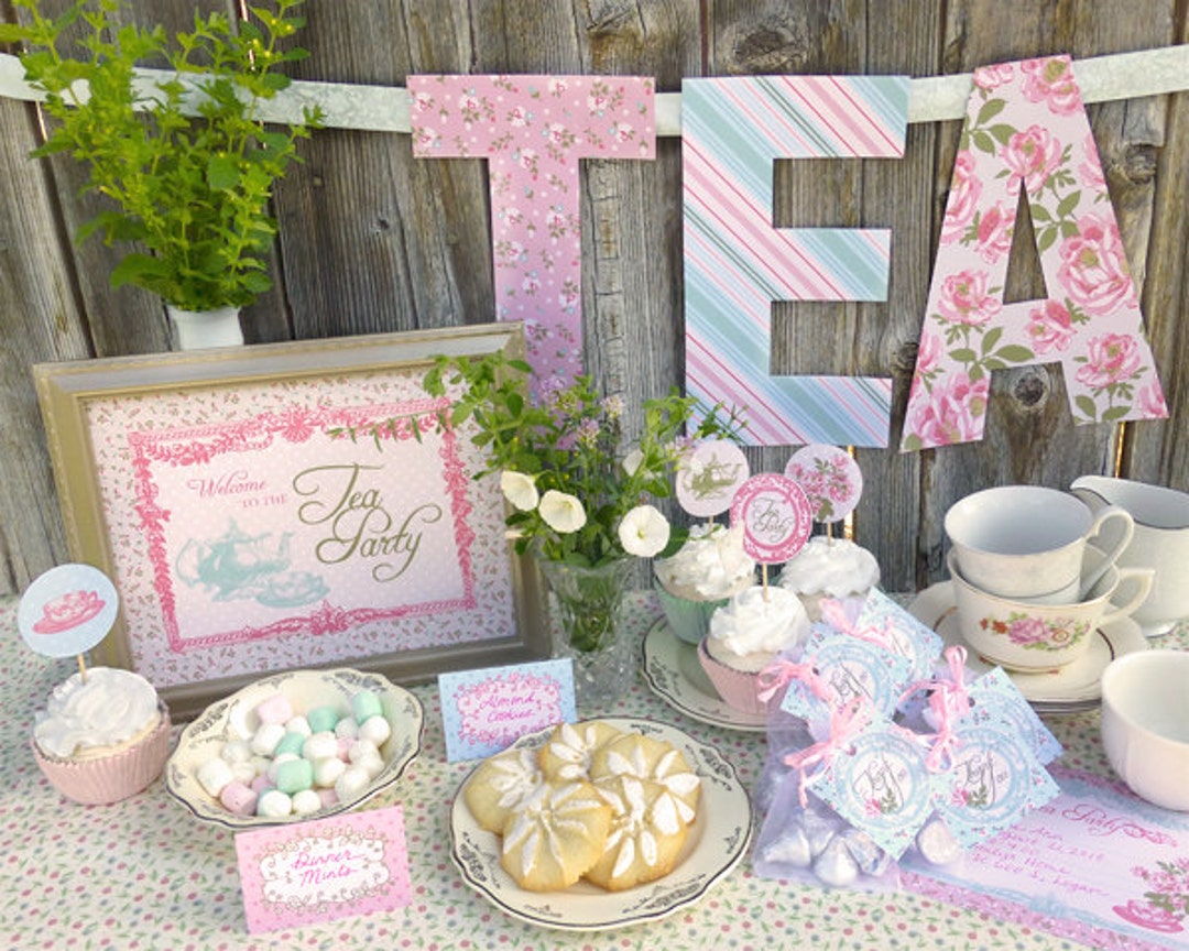 Shabby Chic Party Favor Ideas For Women\u0026#039;s Luncheon Tea Party Printable  Set: Baby Shower, Bridal Shower, Or Birthday, image size:1080x864
