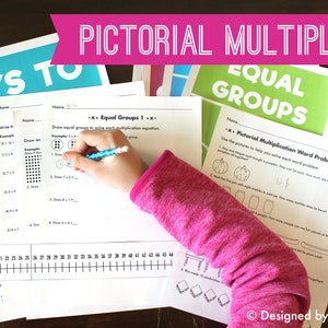 Multiplication for 3rd Grade Teachers: How to Multiply, Pictorial Methods, Worksheets, Classroom Poster Signs, Skip Counting & Equal Groups