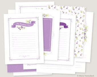 LDS Baptism Memory Book Girl Printables - Instant PDF Download - 8.5x11 - Purple, Lilac, Lavender Floral Keepsake Book