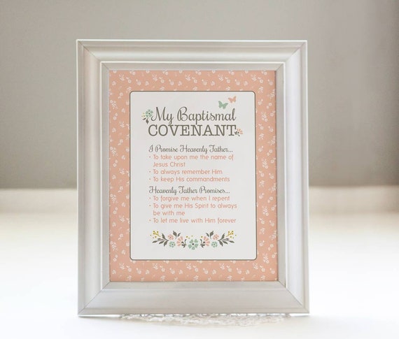 LDS Baptismal Covenant Printable Art Sign: Latter-day Saint Pink