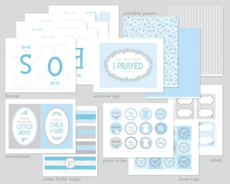 LDS Baby Boy Blessing Party Printable Set or Christening Party Etsy