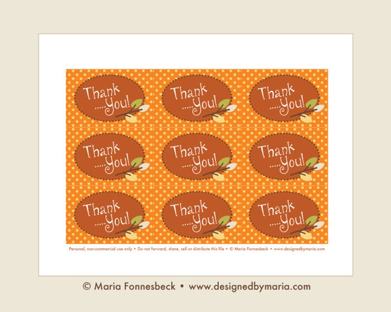 Fall Thank You Tags Printable: Autumn Party Favor Tags for - Etsy