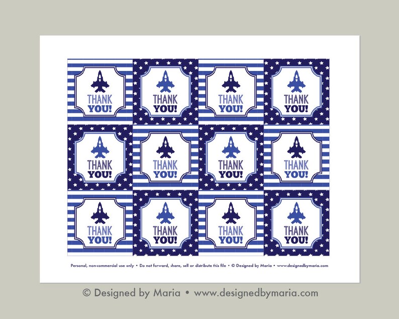 Air Force Thank You Tag Printable: Party Favor Tags for Goodie Bags ...