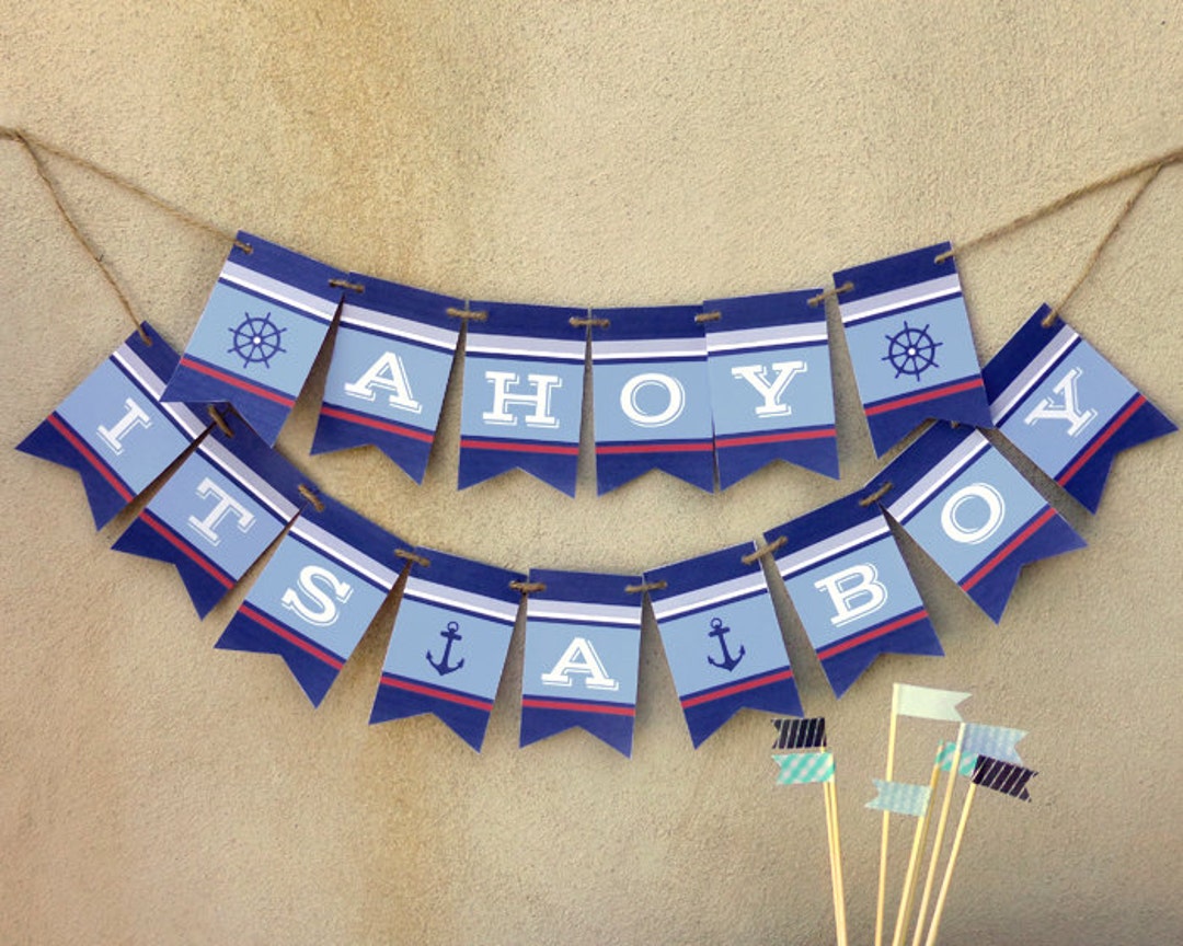 Ahoy It's a Boy Banner Printable for Baby Shower or Nursery Decor
