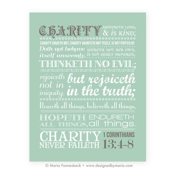 Printable Subway Art: Charity Scripture 11x14 Instant Download - Etsy