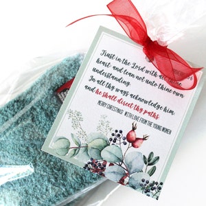 LDS Young Women&#39;s Christmas Gift Tag for Socks - Religious Gift Idea with Proverbs 3:5-6 Scripture Trust in the Lord Scripture for Holiday