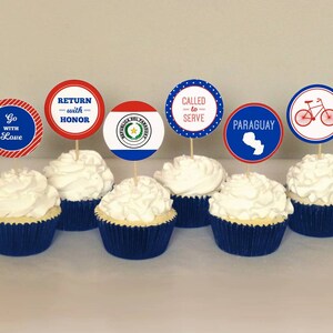 LDS Paraguay Mission Cupcake Toppers Printable: 2" Party Circles -- Missionary Farewell Party Decoration -- Flag Instant Download