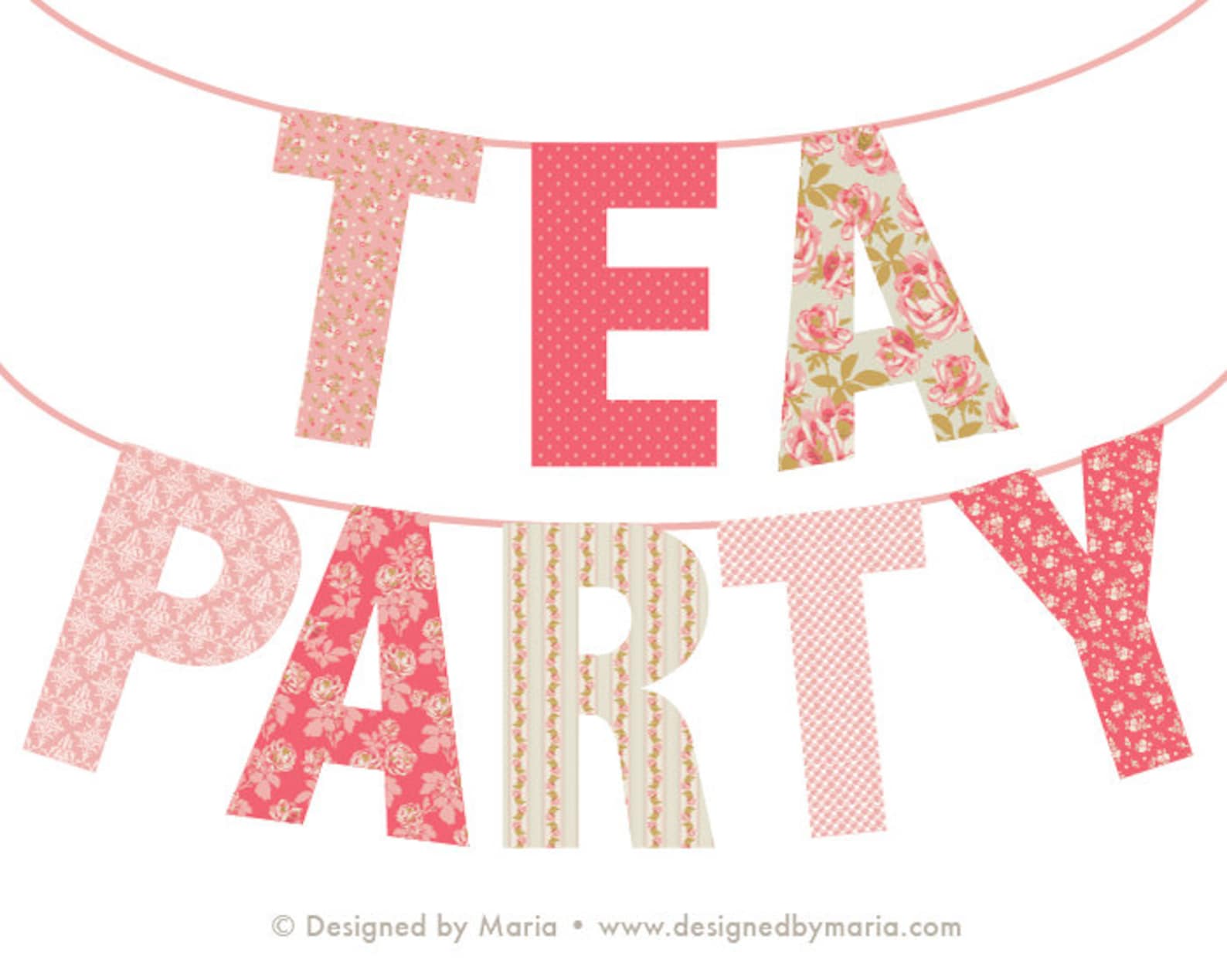 Tea Party Banner Printable Decoration Shabby Chic Design in Etsy UK