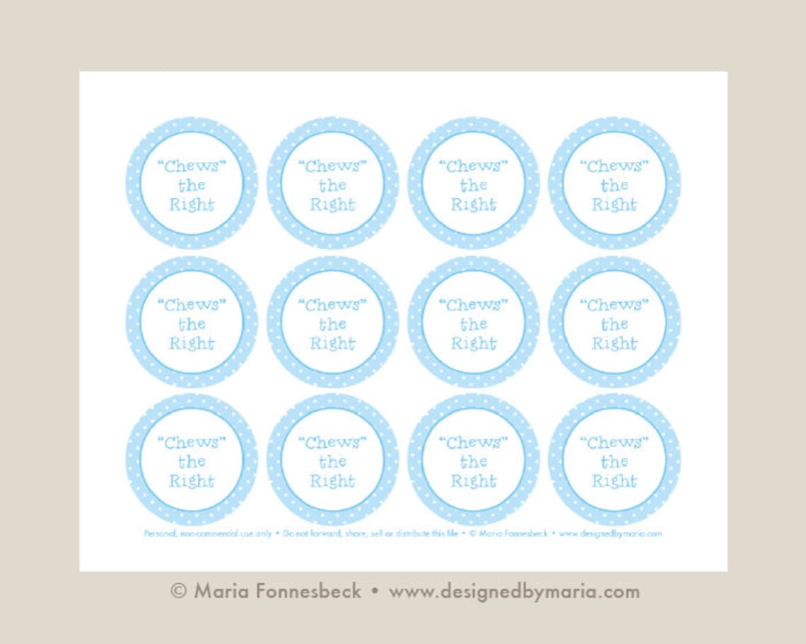 Light Blue Chews the Right CTR Favor Tag Printable: LDS | Etsy