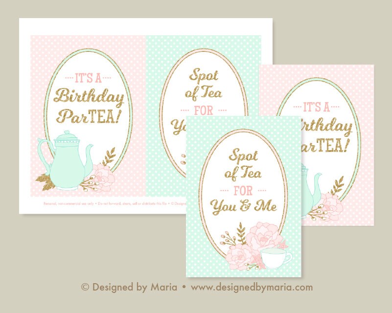 Decorations for Tea Party Birthday Party: Printable - Etsy