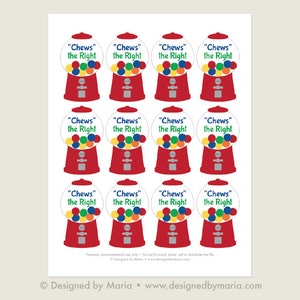 Chews the Right CTR Favor Tag Printable: Bubblegum Machine LDS Primary ...
