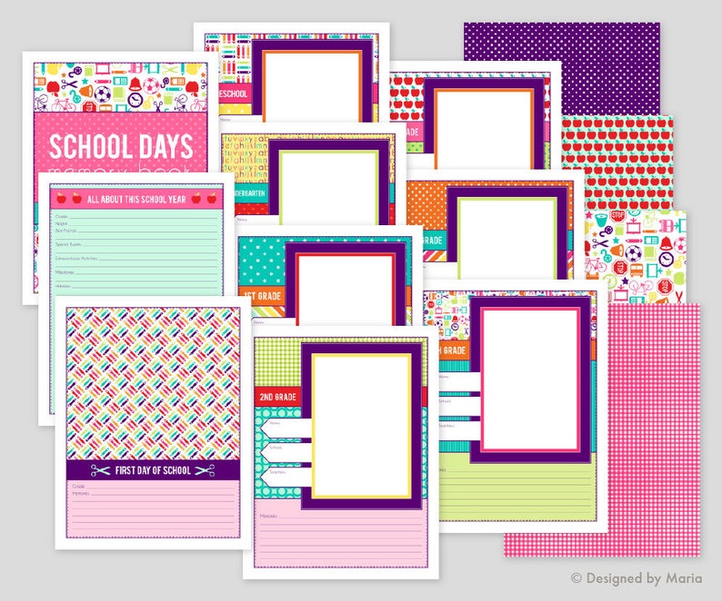 girl school memory book printables preschool 5th grade