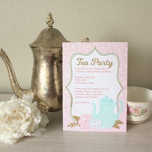 Teeparty-Einladung oder Beratung & Wünsche Karte zum Ausdrucken: Gäste schreiben für Andenken - Babyparty, Geburtstag oder Brautparty - bearbeitbares PDF