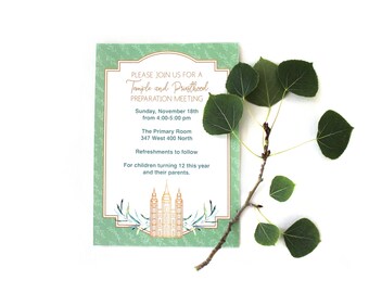 Temple and Priesthood Preparation Meeting Preview EDITABLE Invitation Printable: LDS Primary turing 12 Party - Instant Download