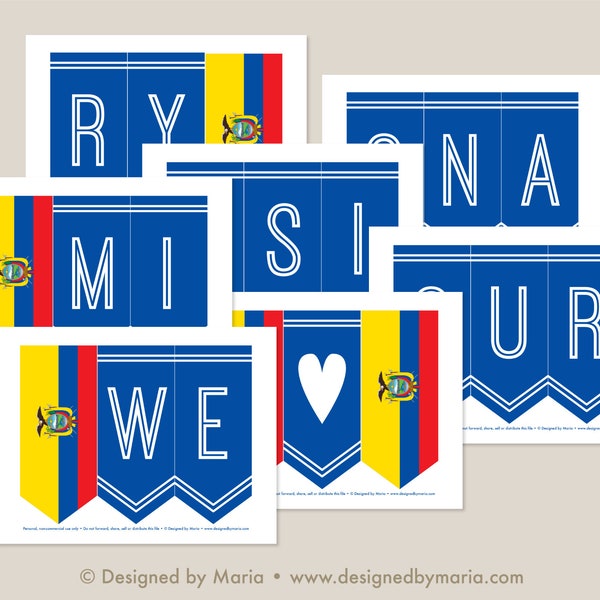 Ecuador Mission Bunting Banner - Farewell or Homecoming Printable: We Love Our Missionary Party Decoration Download - Ecuador Flag Decor