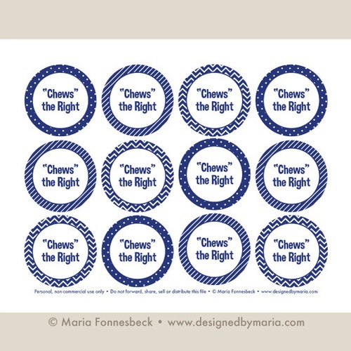 Chews the Right CTR Favor Tag Printable: Bubblegum Machine LDS - Etsy