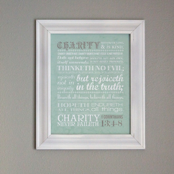 Printable Subway Art: Charity Scripture 8x10 - Instant Download