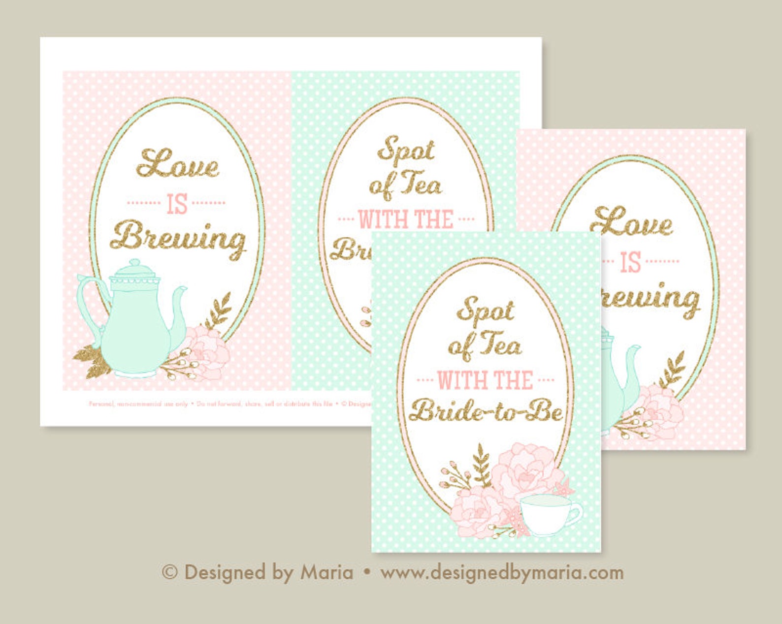Decorations for Tea Party Bridal Shower: Printable Centerpiece - Etsy