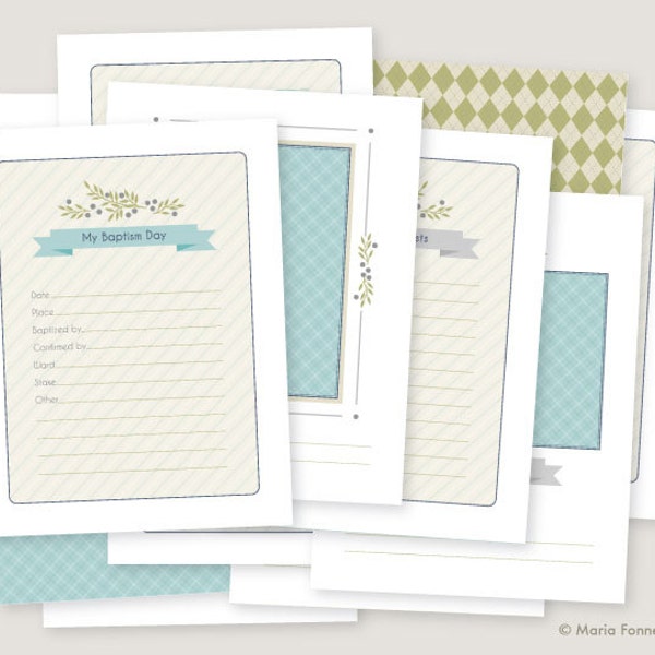 LDS Baptism Memory Book Boy Printables: Create a Keepsake Album for Primary Children using this Instant PDF Download - standard 8.5x11 size