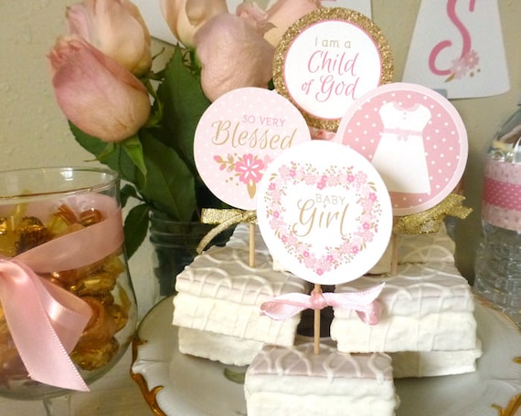 Baby Girl Blessing Cupcake Toppers Printable: 2