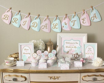 Tea Party Baby Shower Printable Set Decorations: Classic | Etsy