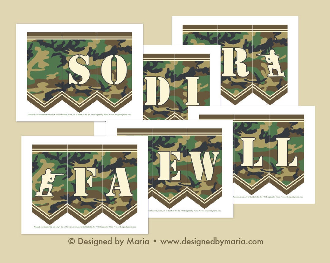 Goodbye Sign Army Army Going Away Banner Printable: Farewell Soldier Party Decoration ...