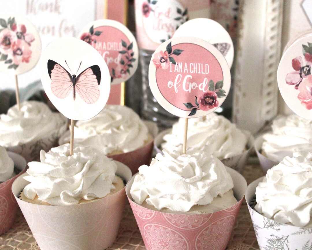 LDS Baby Blessing Cupcake Toppers Printable: BOHO Party Circles ...