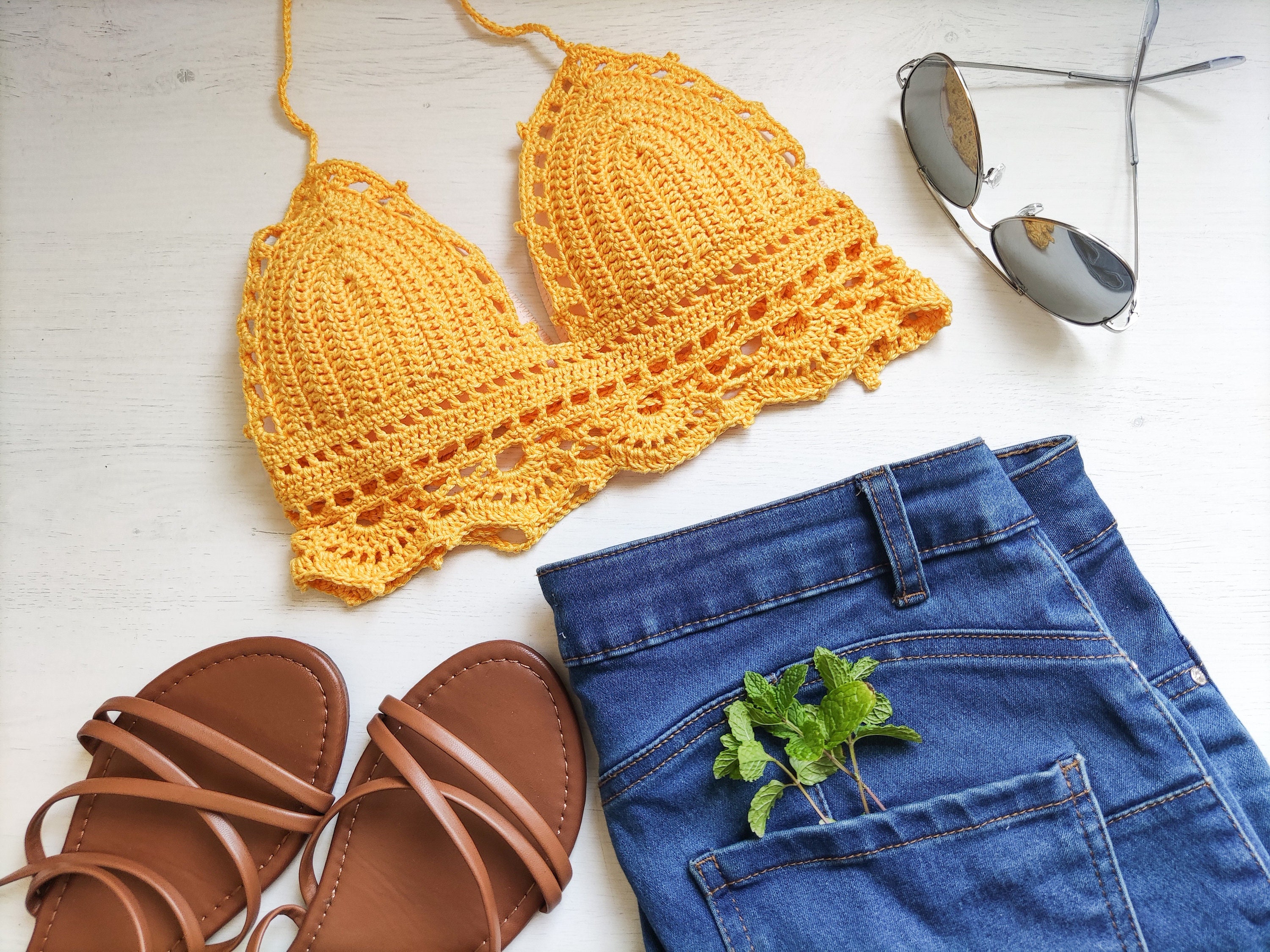 Crochet Bralette Crop Top Crochet Bikini Top Size Extra | Etsy