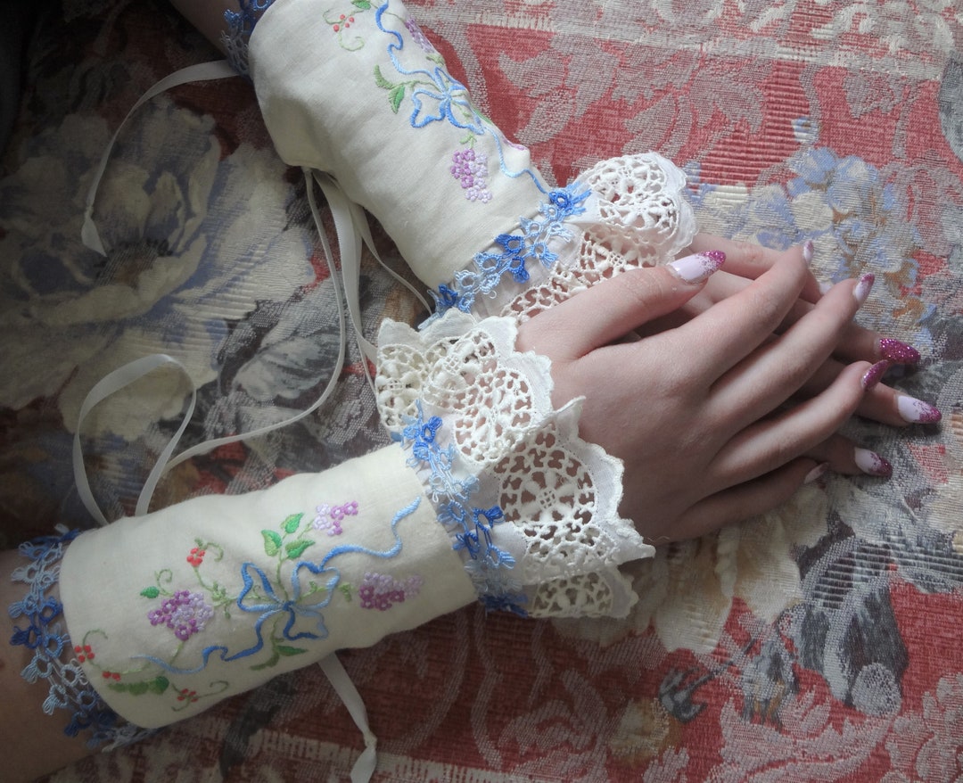 Fabric Wrist Cuffs Set of 2 From Upcycled Repurposed Vintage Etsy