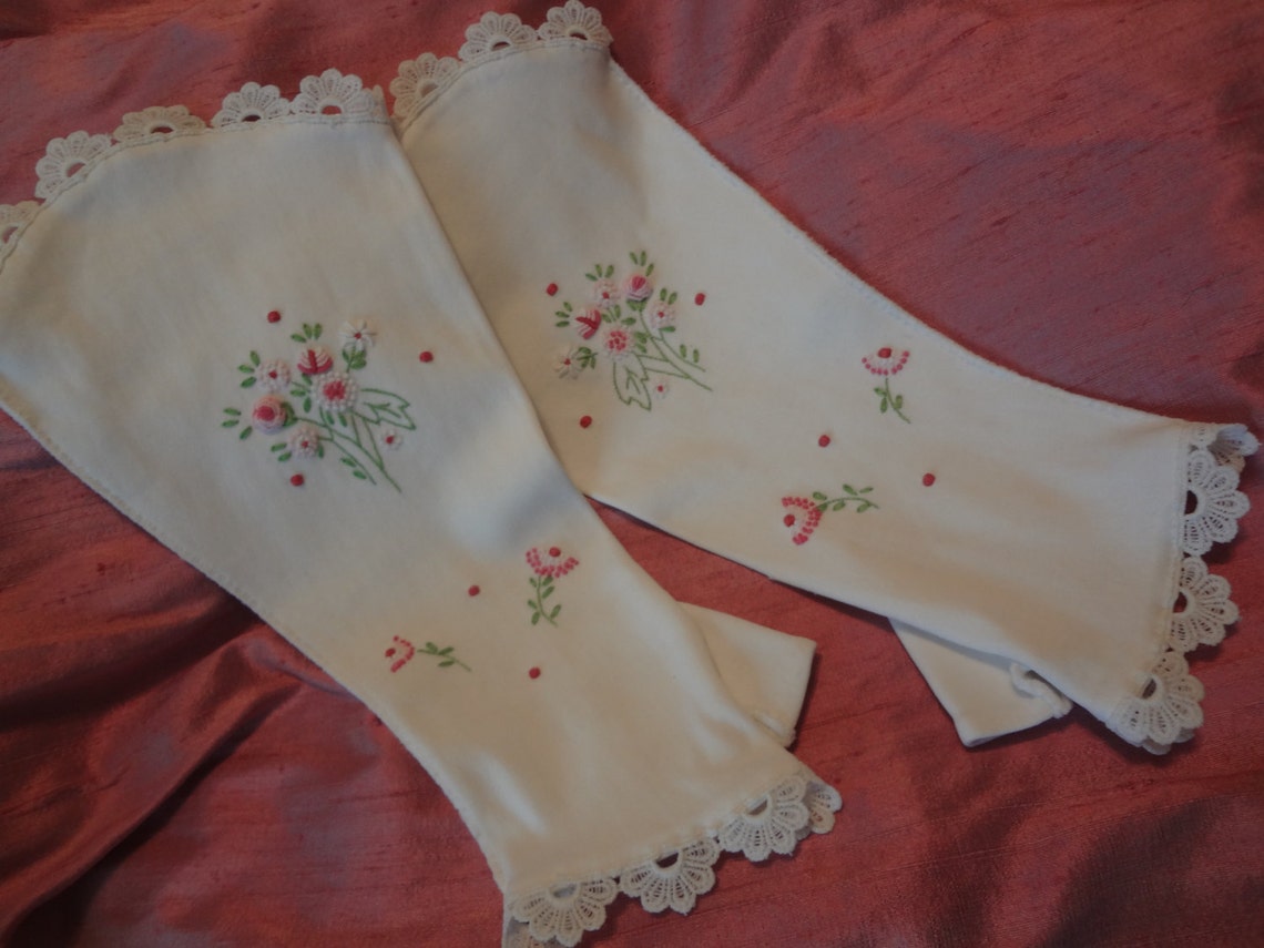 Upcycled Embroidered Fingerless Dress Gloves Shabby Elegance Etsy Canada