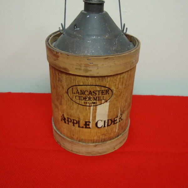 Lancaster Cider Mill Wood Covered Galvanized Jug Can