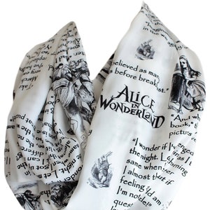 Aslidesign Alice in Wonderland Scarf Lewis Carroll Gift for Her Women Accessories Fall Winter Fashion Literary Gift Librarian Apparel Cyber Monday