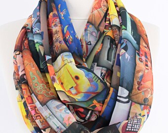 Paintings Infinity Scarf Circle scarf Loop scarf Scarves spring - fall - winter - summer fashion