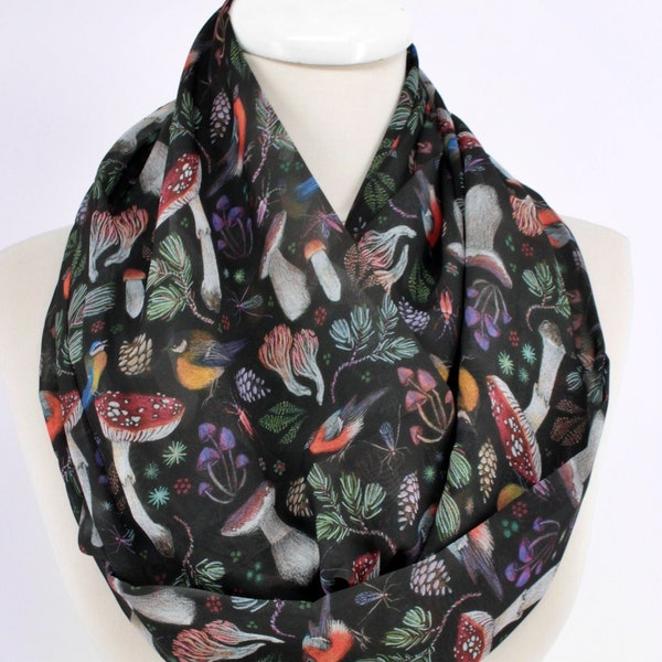 Mushroom infinity Scarf Circle Long Scarf, Spring - Summer - Fall - Winter Session