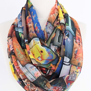 Paintings Infinity Scarf Circle scarf Loop scarf Scarves spring - fall - winter - summer fashion