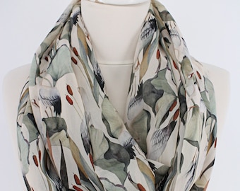 Crane Birds Pattern Infinity scarf Circle Scarf Loop Scarf Scarves Shawls Spring - Fall - Winter - Summer fashion For Her