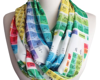 Periodic Colorful Infinty Scarf For her women Gift for Chemist Geeks Nerds Teachers Students chemistry Elements Scarf Chemical Accessories