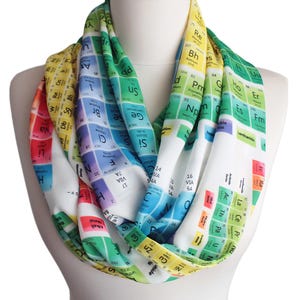 Periodic Colorful Infinty Scarf For her women Gift for Chemist Geeks Nerds Teachers Students chemistry Elements Scarf Chemical Accessories