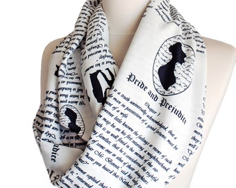 Pride and Prejudice Book Scarf Jane Austen Gift For Her Women Accessories Fall Winter Fashion literary gift librarian apparel black friday