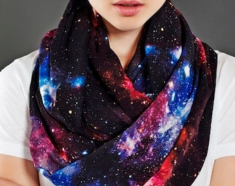 Galaxy Infinity Scarf Black Nebula Scarf Birthday for Women Gift For Her Wife Winter Fashion Christmas gift under 30 dollars black friday