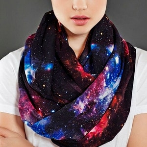 Galaxy Infinity Scarf Black Nebula Scarf Birthday for Women Gift For Her Wife Winter Fashion Christmas gift under 30 dollars black friday image 1