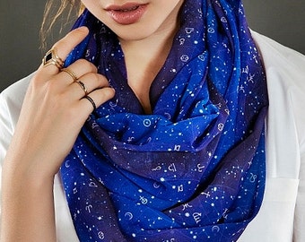 Astrology Space Galaxy Zodiac Horoscope Infinity Geek Loop Scarf Circle Scarf Gift ideas for her, Spring - Summer - Fall - Winter Session