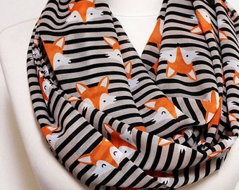 Fox pattern Unique Infinity Animal Print Scarf Circle Scarf Scarves Shawls Fall Autumn Color Winter fashion Gift For Her Women Wife