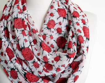 Ladybug Infinity Scarf Gift For Her Wife Fashion Accessories outdoors gift entomology entomologist gift cyber monday insect gift luck charm