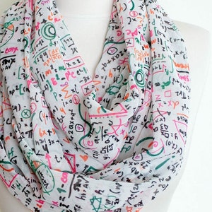 Mathematics Pattern Scarf Infinity Scarf Fall Fashion Geek Item Teacher Woman Gift For Her Girlfriend Birthday Book Scarf Christmas Gift